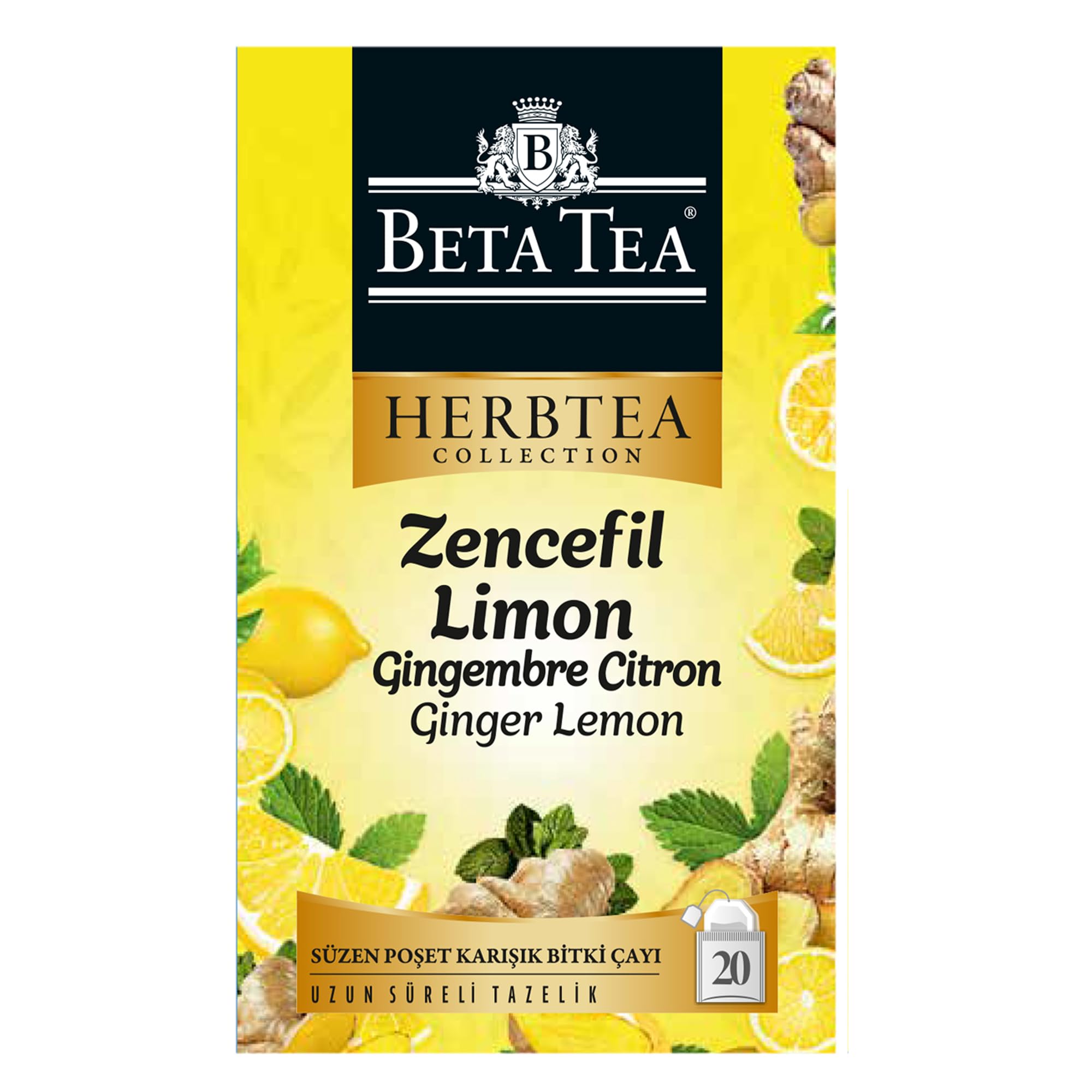 Ginger Lemon Herbal Tea package by Beta Tea