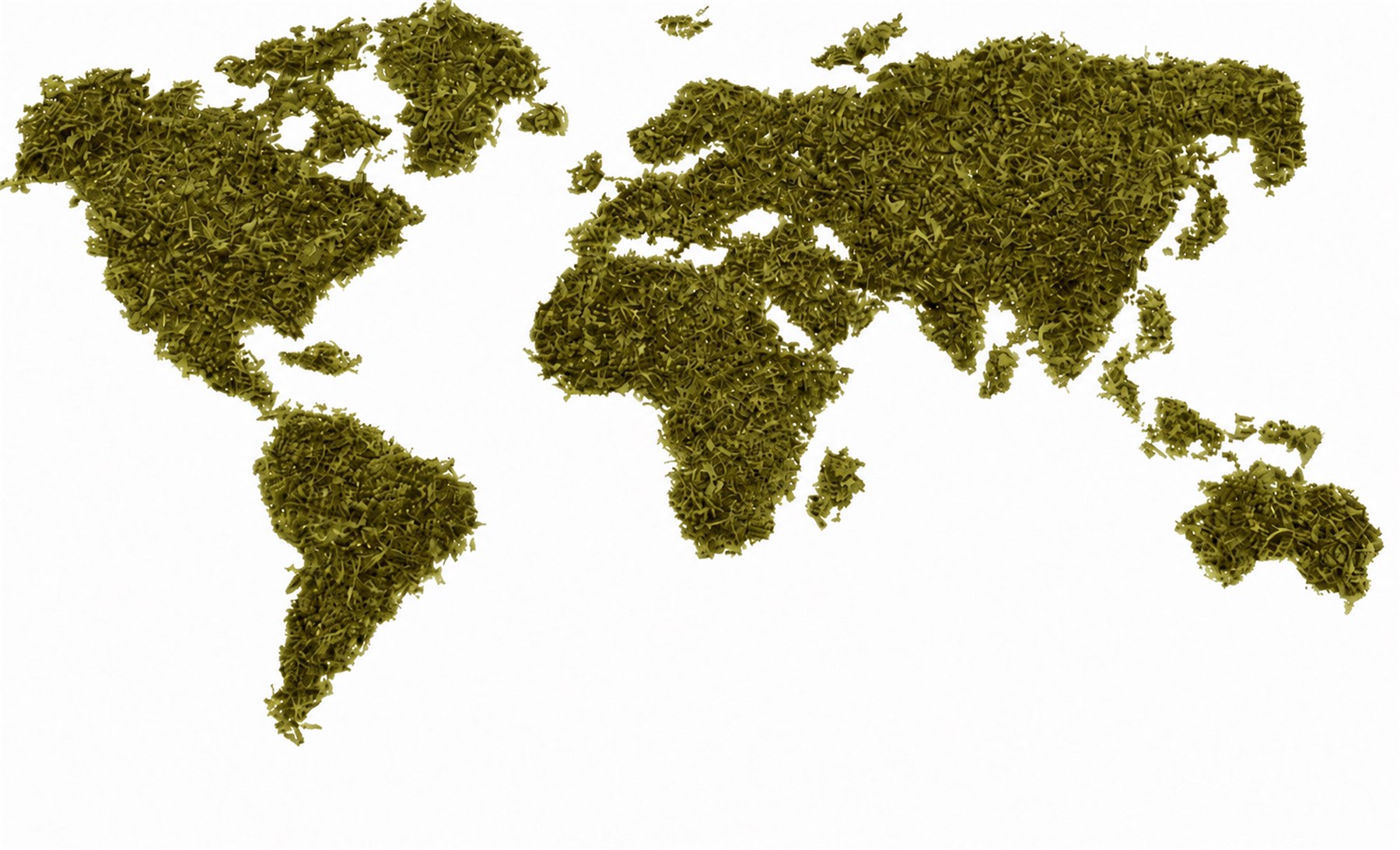 World map made from tea leaves